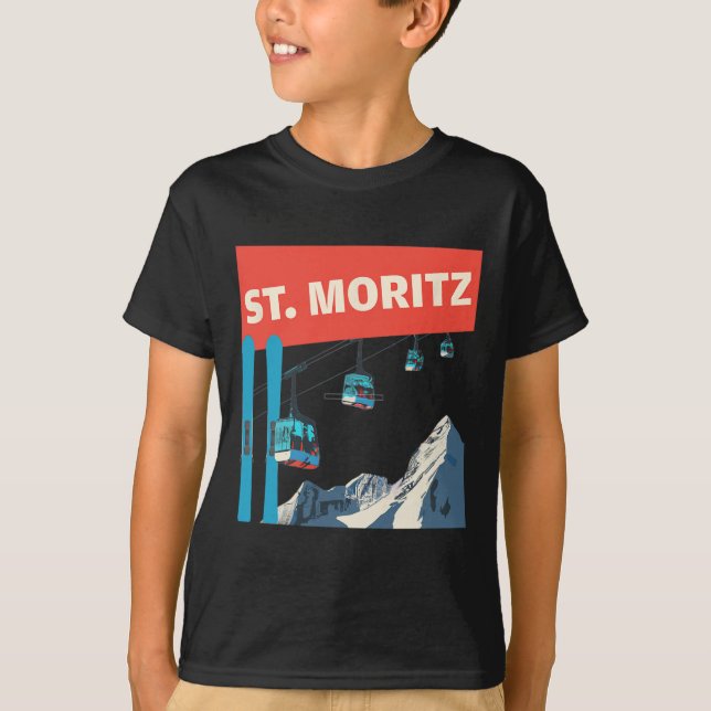 Camiseta St. Moritz Skiing - Retro St. Moritz Ski  (Anverso)