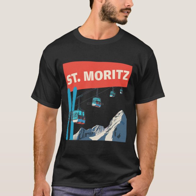 Camiseta St. Moritz Skiing - Retro St. Moritz Ski  (Anverso)