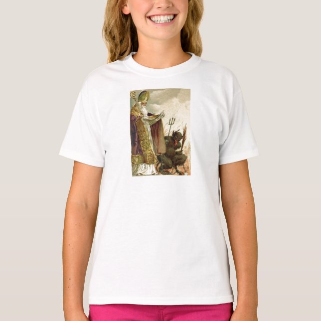 Camiseta St Nicholas Krampus Pitchfork Priest (Anverso)