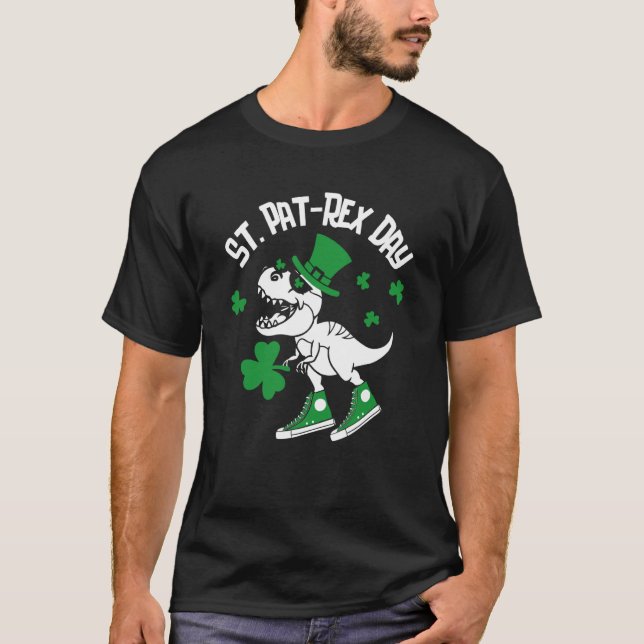 Camiseta St Pat Rex Day Dinosaur Lucky Shamrock St Patrick' (Anverso)