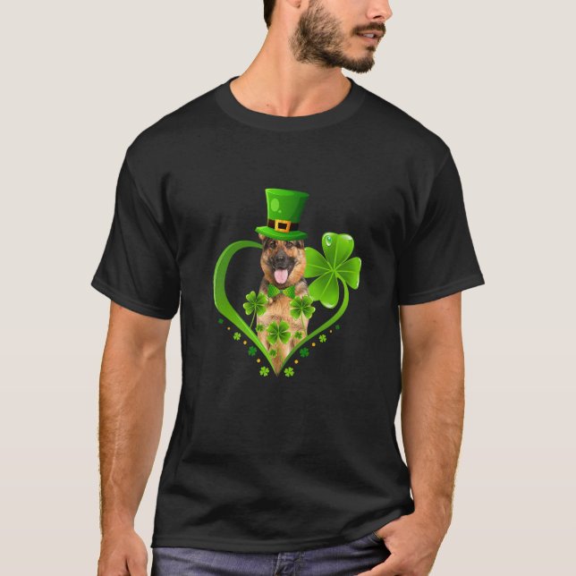 Camiseta St. Patrick Cute Leprechaun German Shepherd Dog Sh (Anverso)