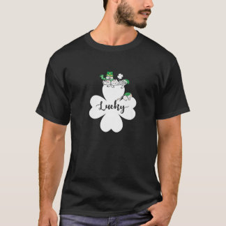 Camiseta St Patrick Day Cat Lucky Shamrock Green Color Funn