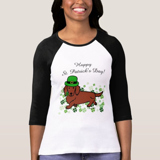 Camiseta St. Patrick Day Dachshund Personalizado 2 (Anverso)