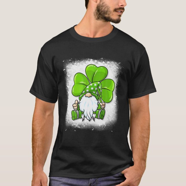 Camiseta St Patrick Day Gnomes For Women Gnome Shamrock Gif (Anverso)