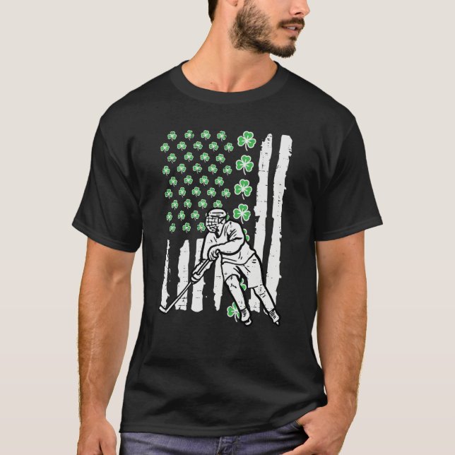 Camiseta St Patrick Day Ice Hockey US Flag Saint Pattys Men (Anverso)