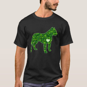 Camiseta St Patrick Day Pitbull irlandés Green Shamrock Hea