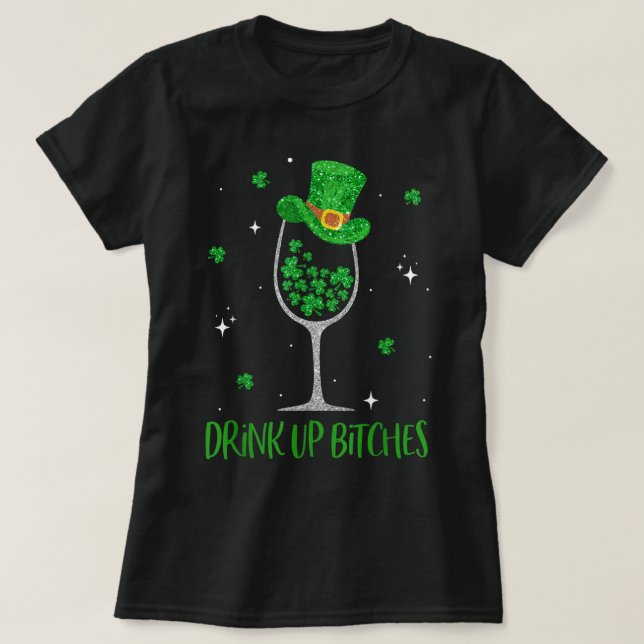 Camiseta St Patrick Day Shamrock Vino Bebe Leprec (Diseño del anverso)