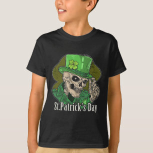 Camiseta St. Patrick Day Skeleton Clover Fun Sarcástico