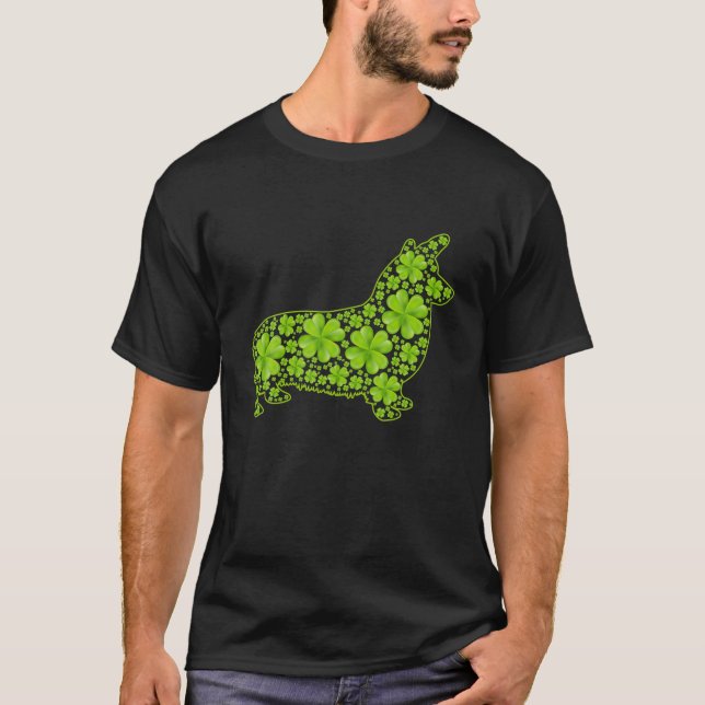 Camiseta St. Patrick Retro Leprechaun Corgi Dog Shamrock (Anverso)