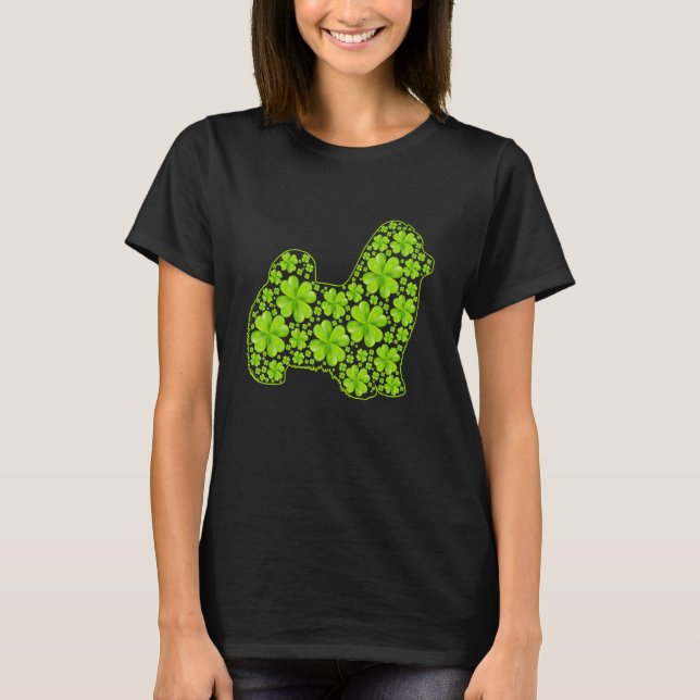 Camiseta St Patrick Retro Leprechaun Perro maltés Shamrock (Anverso)