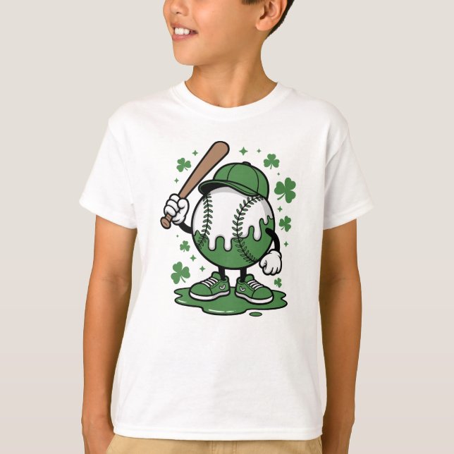 Camiseta St. Patrick’s Day Baseball Ice cream Kid  (Anverso)