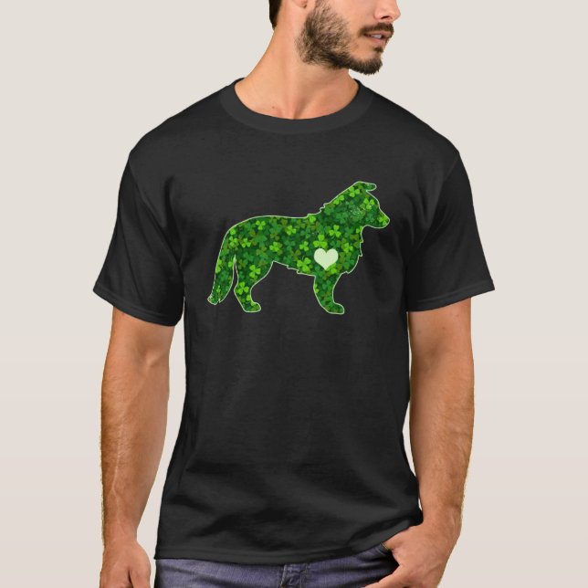 Camiseta St Patrick s Day Border Collie Irish Green Shamroc (Anverso)