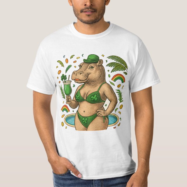 Camiseta St. Patrick’s Tropical Pool Party for Hippo lovers (Anverso)