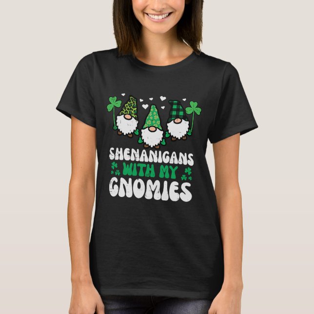 Camiseta St Patrick Shenanigans Con Gnomies Gnomes Mujeres (Anverso)