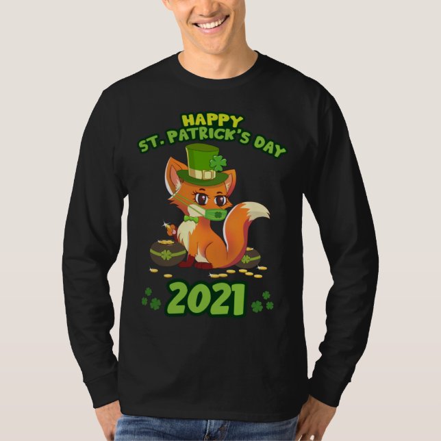 Camiseta St Patricks Day 2021 Lucky Fox Irish Social Distan (Anverso)