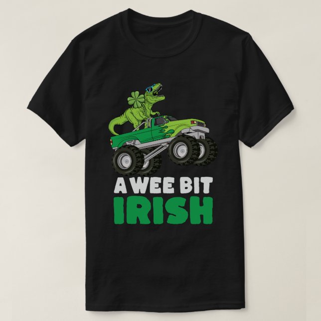 Camiseta St Patricks Day A Wee Bit Irlandés TRex Monster Tr (Diseño del anverso)
