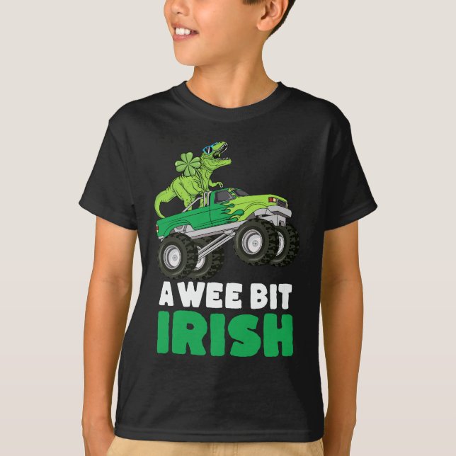 Camiseta St Patricks Day A Wee Bit Irlandés TRex Monster Tr (Anverso)