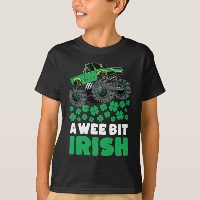 Camiseta St Patricks Day A Wee Bit Monster Truck Irlandés (Anverso)