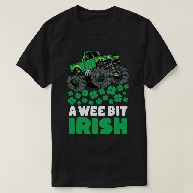 Camiseta St Patricks Day A Wee Bit Monster Truck Irlandés (Diseño del anverso)