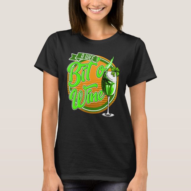 Camiseta St Patrick's Day A Wee Bit O' Wine Funny Mom Women (Anverso)