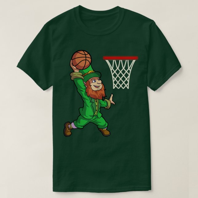 Camiseta St Patricks Day Basketball Dunk Leprechaun Boys Ki (Diseño del anverso)