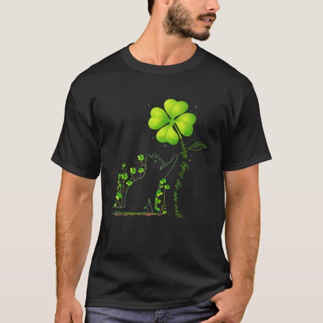 Camiseta St Patricks Day Black Cat My Lucky Charm Shamrock (Anverso)
