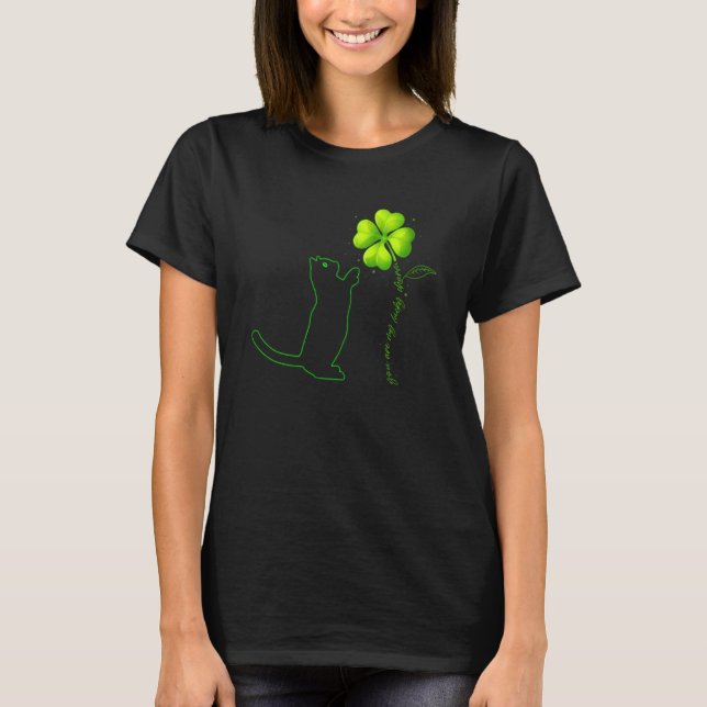 Camiseta St Patricks Day Black Cat My Lucky Charm Shamrock  (Anverso)