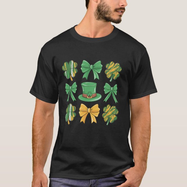 Camiseta St Patricks Day Bow Coquette Irish Lucky Clover Sa (Anverso)