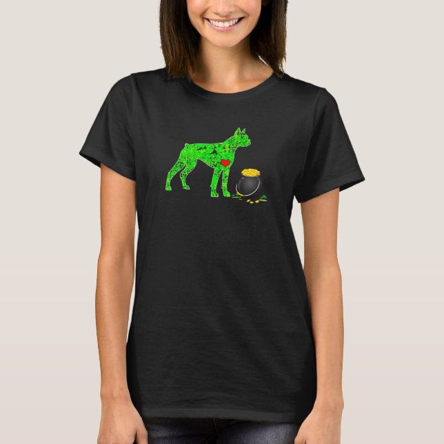 Camiseta St Patricks Day Boxer Dog Shamrock (Anverso)