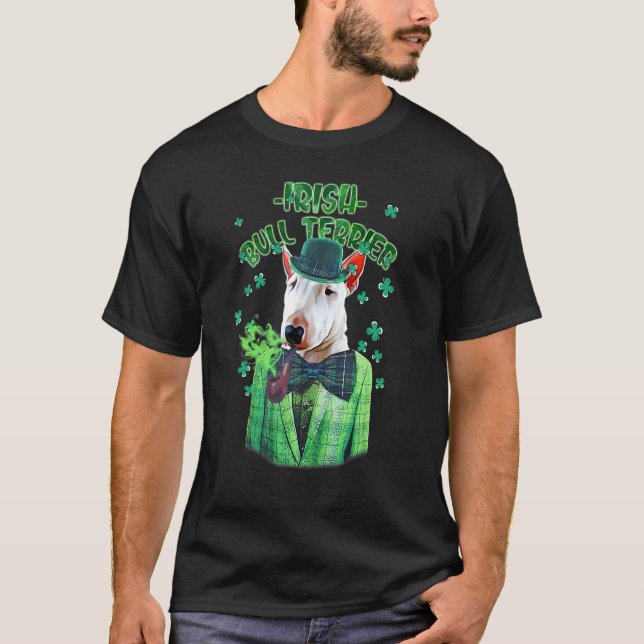 Camiseta St Patrick's Day Bull Terrier Dog Shamrock C (Anverso)