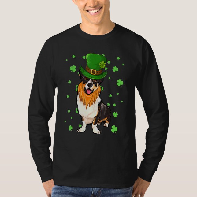 Camiseta St Patricks Day Cardigan Welsh Corgi Dog Shamrock (Anverso)
