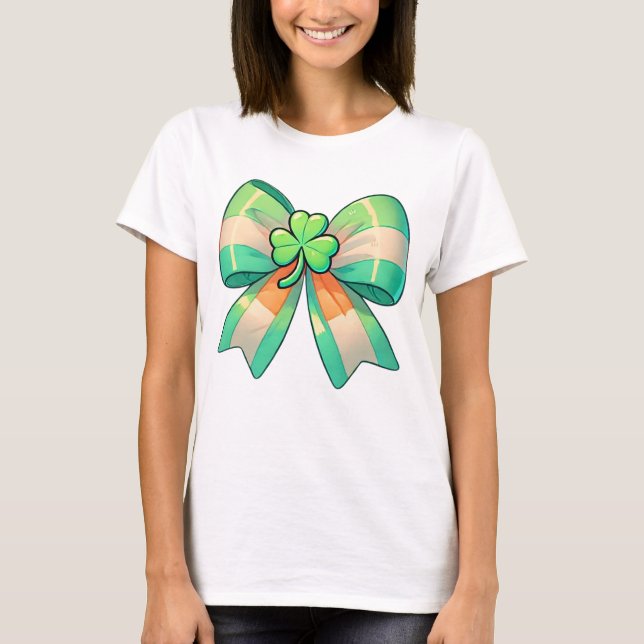 Camiseta St. Patrick's Day Clover Bow (Anverso)