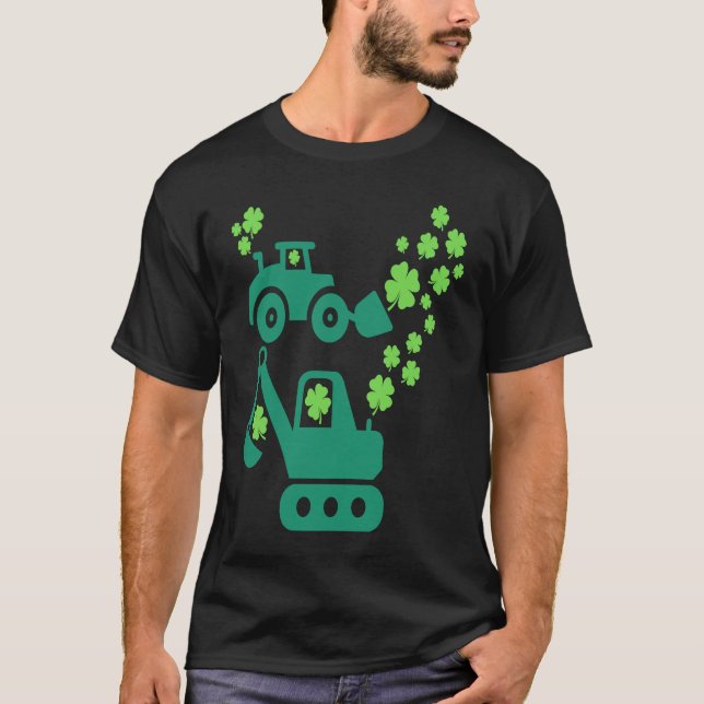Camiseta St Patricks Day Crane Truck Construction Toddler K (Anverso)
