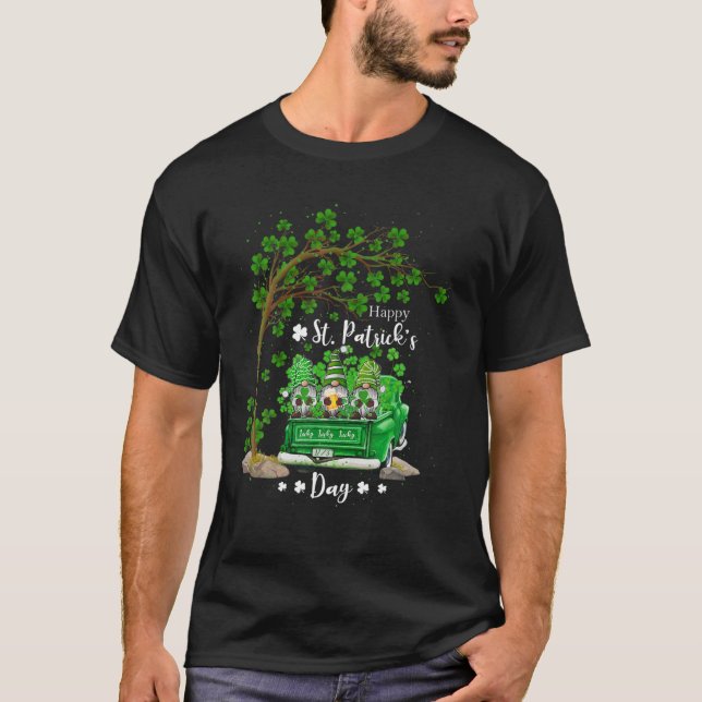 Camiseta St Patricks Day Cruck Gnome Heart Shamrock Clover (Anverso)