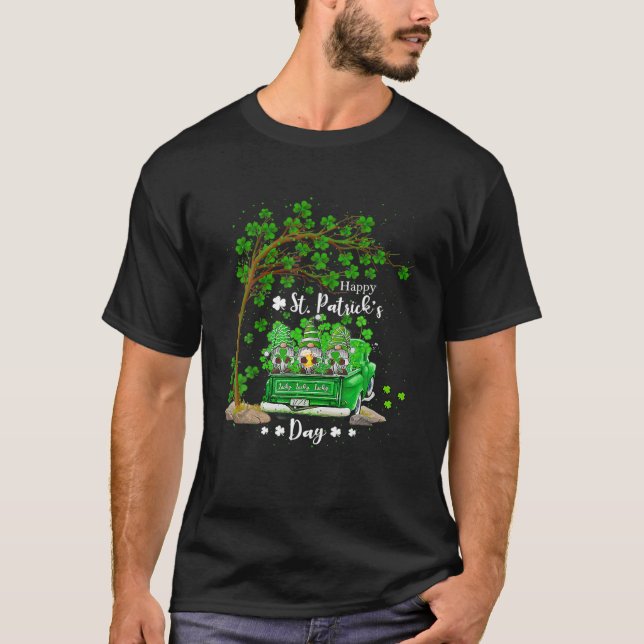 Camiseta St Patricks Day Cruck Gnome Heart Shamrock Clover (Anverso)