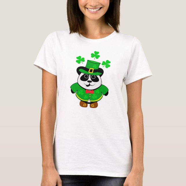 Camiseta St Patricks Day Cute Panda Bear (Anverso)
