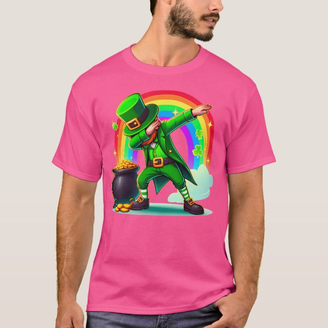 Camiseta St Patricks Day Dabbing Leprechaun Boys Girls Men  (Anverso)