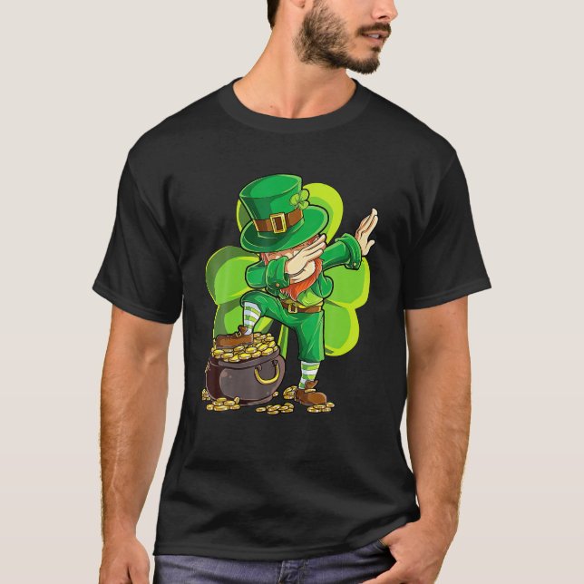 Camiseta St Patricks Day Dabbing Leprechaun Boys Kids Men G (Anverso)