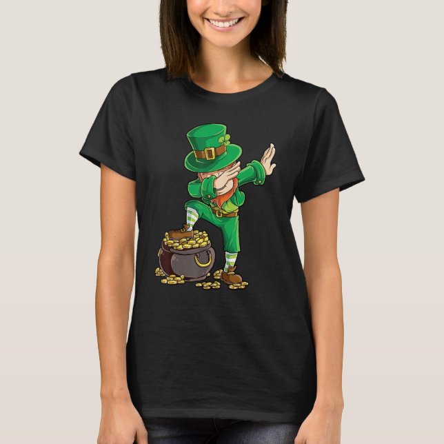 Camiseta St Patricks Day Dabbing Leprechaun Boys Men Funny  (Anverso)