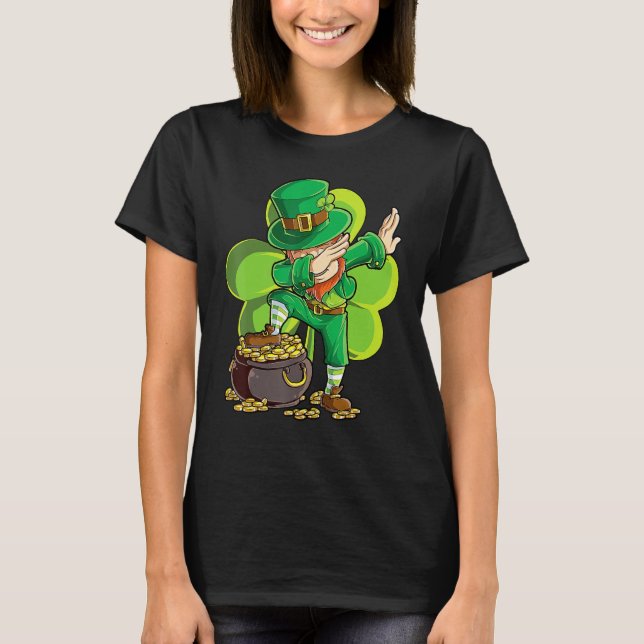 Camiseta St Patricks Day Dabbing Leprechaun Boys Men Funny  (Anverso)