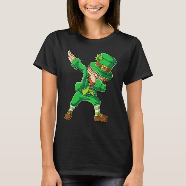 Camiseta St Patricks Day Dabbing Leprechaun Boys Men Funny  (Anverso)
