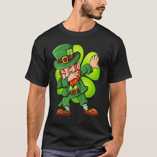 Camiseta St Patricks Day Dabbing Leprechaun Clover Boys Gir (Anverso)