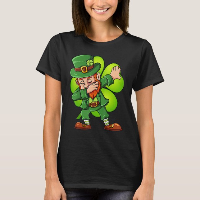 Camiseta St Patricks Day Dabbing Leprechaun Clover Boys Gir (Anverso)