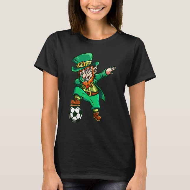 Camiseta St Patricks Day Dabbing Leprechaun Soccer Boys Kid (Anverso)