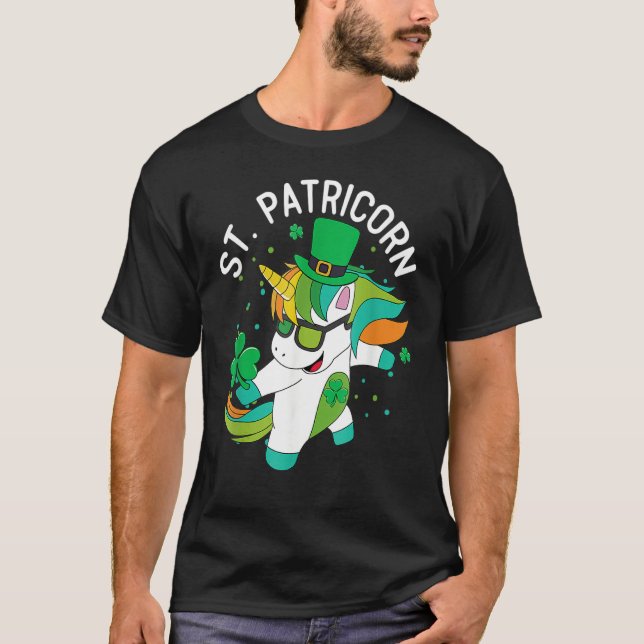 Camiseta St Patricks Day Dabbing Unicorn Leprechaun Leprico (Anverso)