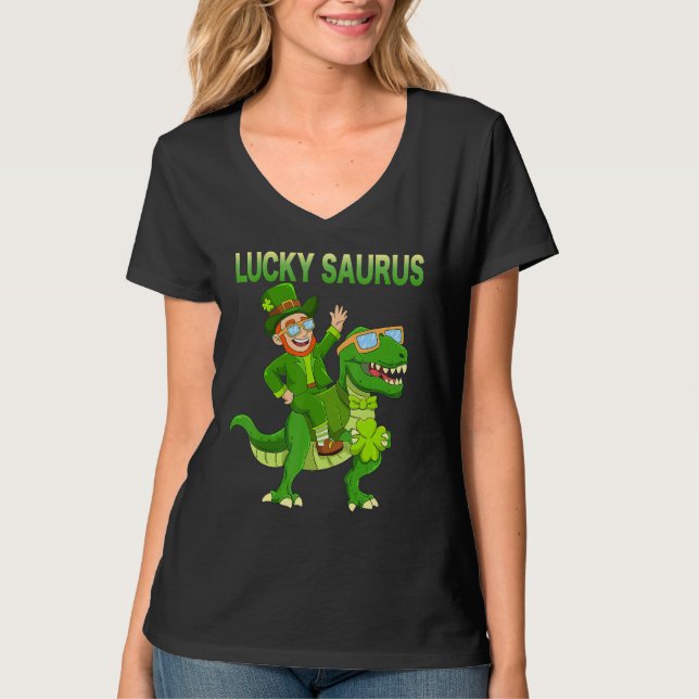 Camiseta St Patricks Day Dinosaur Happy St Pat Trex Boys Gi (Anverso)