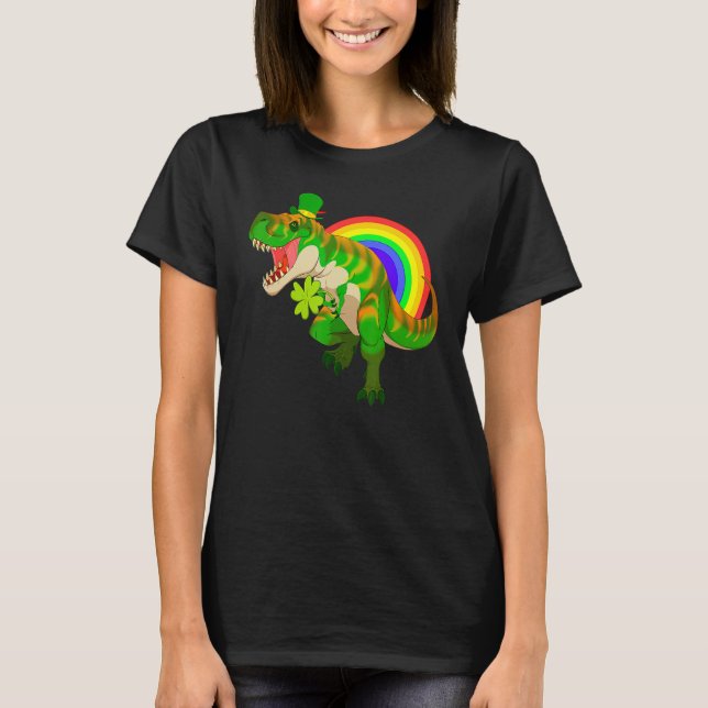 Camiseta St Patricks Day Dinosaur Irish Green T-Rex Leprech (Anverso)