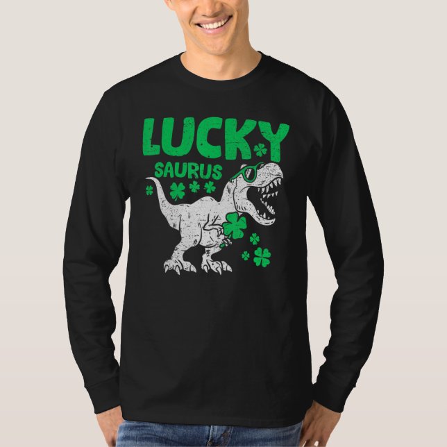 Camiseta St Patricks Day Dinosaur Shirt Boys Kids Toddler L (Anverso)