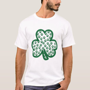 Camiseta St. Patrick's Day Dog Pawprints Shamrock