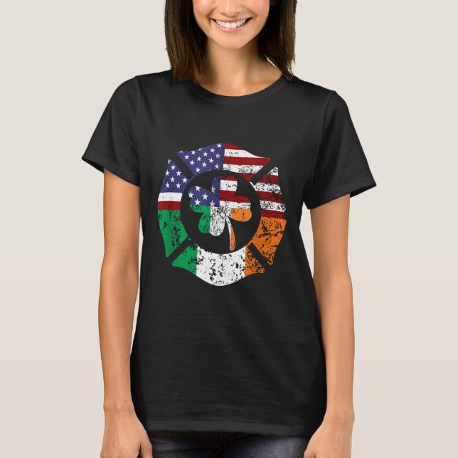 Camiseta St Patrick's Day Fireman Gift Proud Firefighter Qu (Anverso)